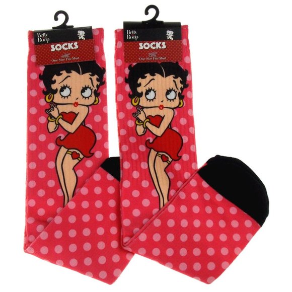 Betty Boop Accessories Spoontiques Betty Boop Pink Crew Socks Lot 2